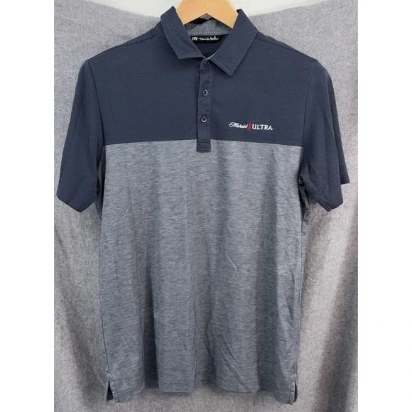 Travis Mathew Golf Polo Michelob Ultra Beer Logo Navy Blue Mens Medium - Picture 2 of 9